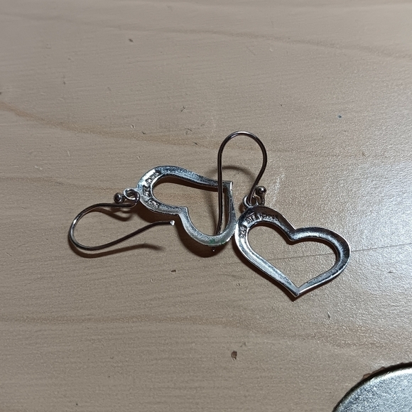 Delicate Heart Dangle French Wire Earrings - Picture 3 of 8